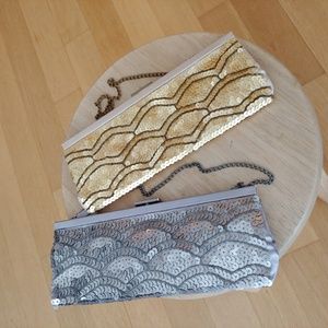 gold sequined clutch